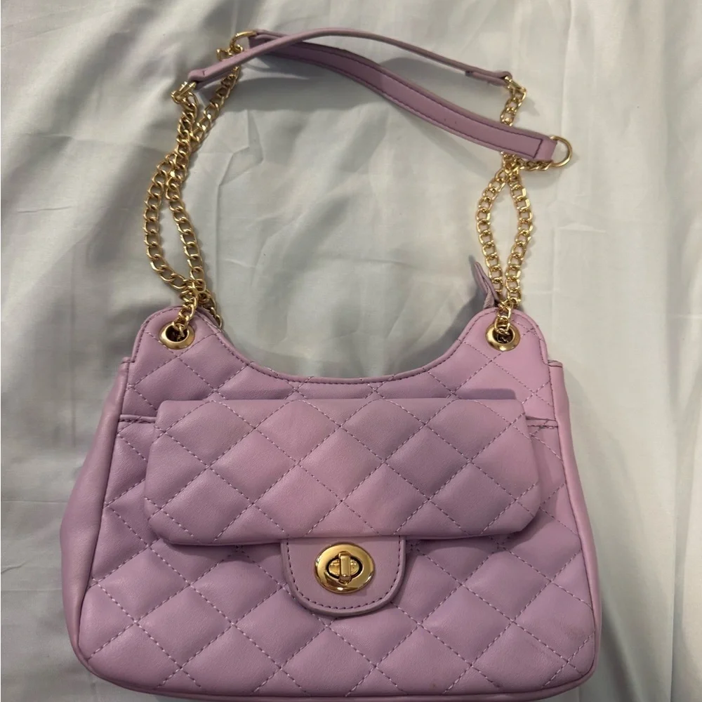 Lavender Quilted Chain Shoulder Bag - Picture 2 of 7